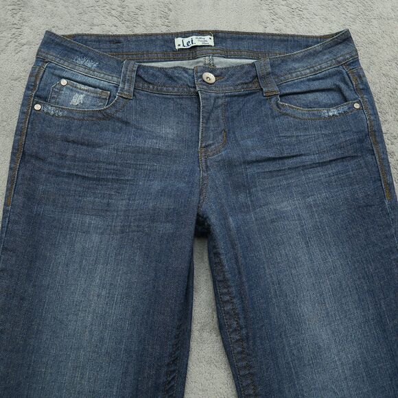 L.e.i. Jeans Junior's Size 13L Blue Mid-Rise Ashley Trouble Flare 31.5" Inseam - Picture 13 of 16